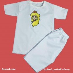 طقم أميرة ماريو – بيجامة وشورت بتطريز لأميرة من مملكة الفطر