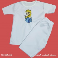 طقم إلسا أميرة الثلج – بيجامة وشورت بتطريز جميل