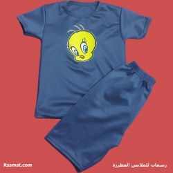 طقم تويتي – بيجامة وشورت بتطريز العصفور المرح