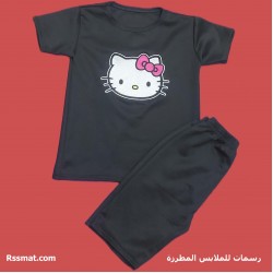 طقم هالو كيتي – بيجامة وشورت بتطريز ابتسامة الطفولة